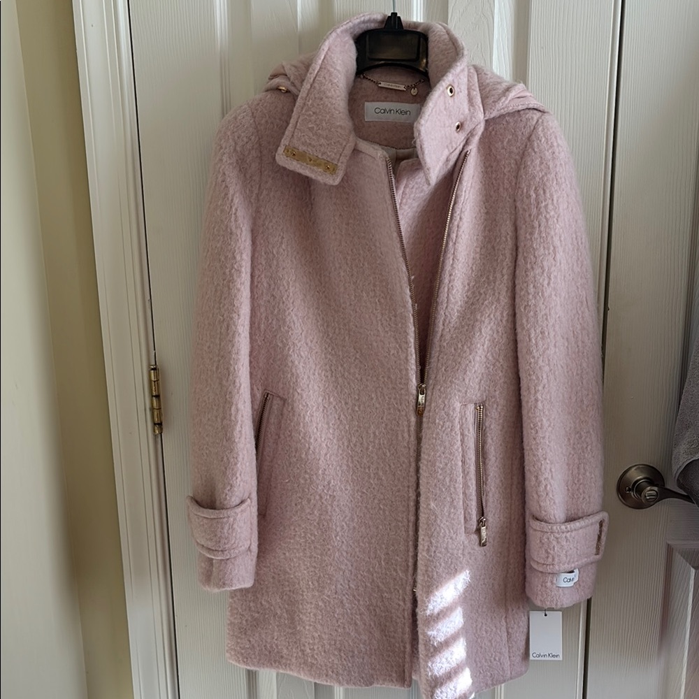 XXS Women’s Calvin Klein Women's Pink Wool hooded Coat